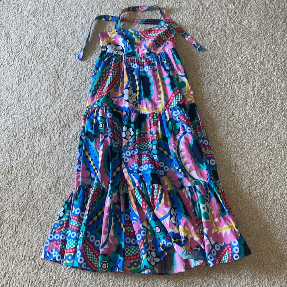 J. Crew Sz 0 Kaleidoscope Apron Maxi Dress - Picture 3 of 8